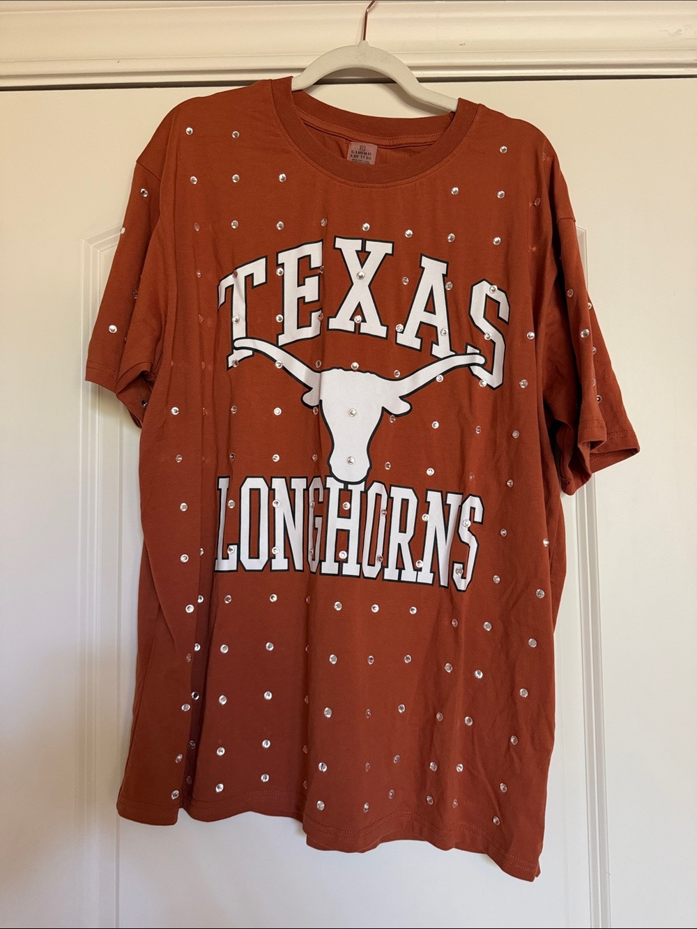 Texas Longhorns Burnt Orange Rhinestone Logo Tee